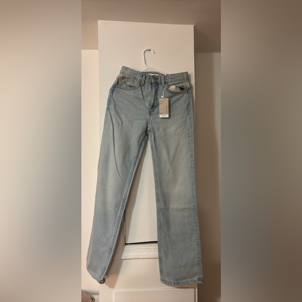 Mango Light Wash Straight Jeans